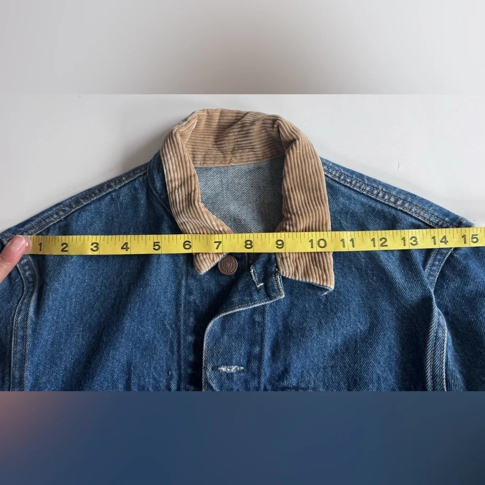 vintage 80s 90s ralph lauren western denim corduroy collar jean jacket - Picture 9 of 13